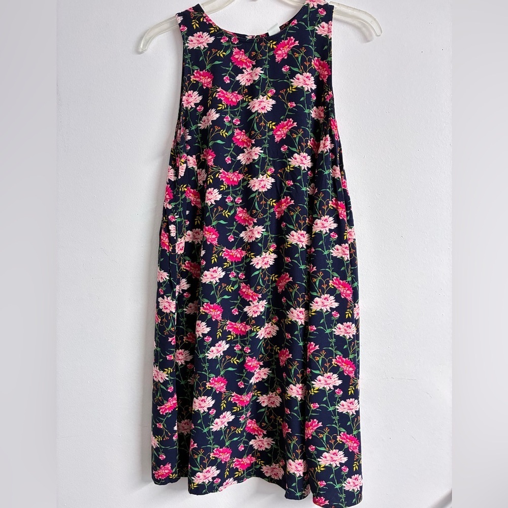 Women’s Casual Floral Sleeveless Dress,Small, Navy Blue/Pinks, Rayon, Old Navy